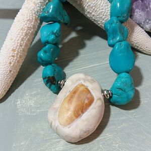 Artisan Shell Clay Turquoise Beaded Necklace